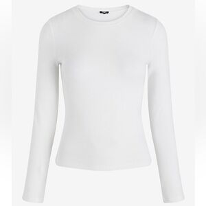 Fitted Ribbed Crew Neck Long Sleeve Tee